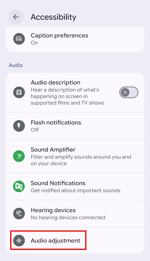 Tap Audio adjustment